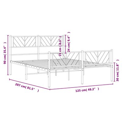 vidaXL Kovinski posteljni okvir z vzglavjem in vznožjem črn 120x200 cm