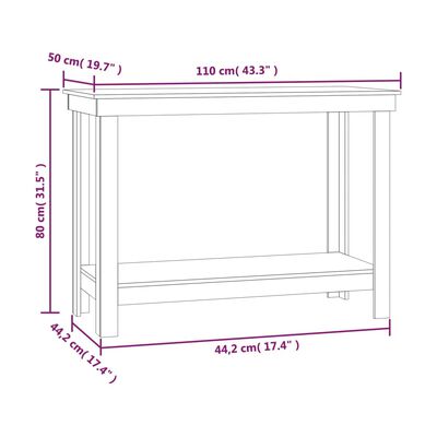 vidaXL Delovna miza medeno rjava 110x50x80 cm trdna borovina