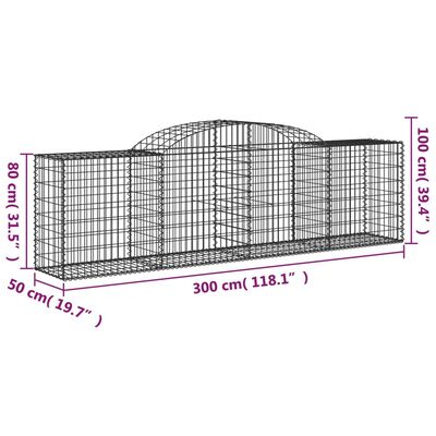 vidaXL Obokane gabion košare 10 kosov 300x50x80/100 cm cinkano železo