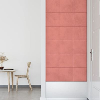 vidaXL Stenski paneli 12 kosov roza 30x30 cm žamet 1,08 m²