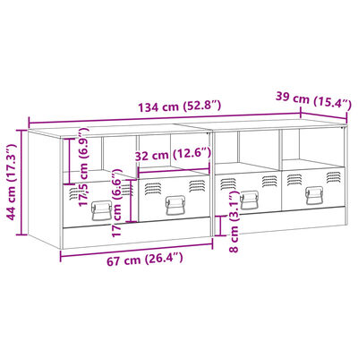 vidaXL TV omarica 2 kosa gorčično rumena 67x39x44 cm jeklo