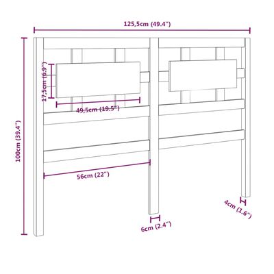 vidaXL Posteljno vzglavje medeno rjavo 125,5x4x100 cm trdna borovina