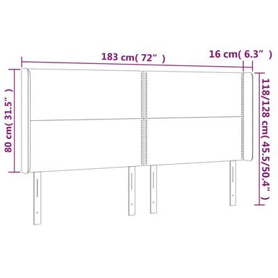 vidaXL LED posteljno vzglavje belo 183x16x118/128 cm umetno usnje