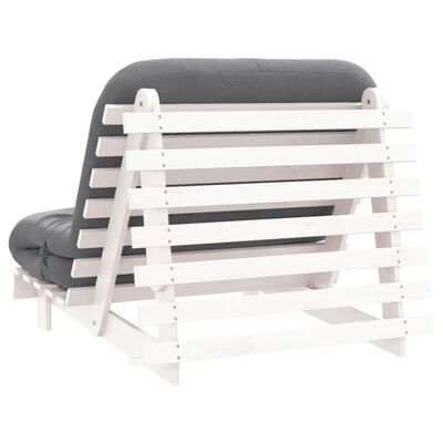 vidaXL Futon z ležiščem bela 100x206x11 cm trdna borovina