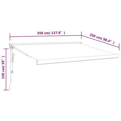 vidaXL Zložljiva tenda antracitna 3,5x2,5 m blago in aluminij