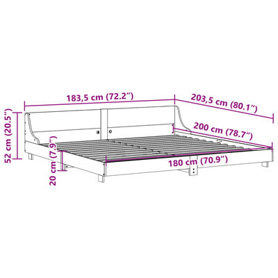 vidaXL Posteljni okvir brez vzmetnice bel 180x200 cm trdna borovina