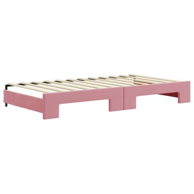 vidaXL Izvlečna dnevna postelja z vzmetnicami roza 100x200 cm žamet