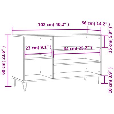 vidaXL Omarica za čevlje betonsko siva 102x36x60 cm inženirski les