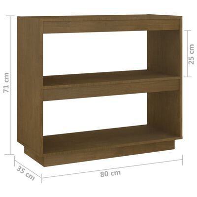 vidaXL Knjižna omara medeno rjava 80x35x71 cm trdna borovina