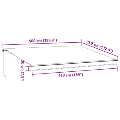 vidaXL Ročno zložljiva tenda rjava 500x350 cm