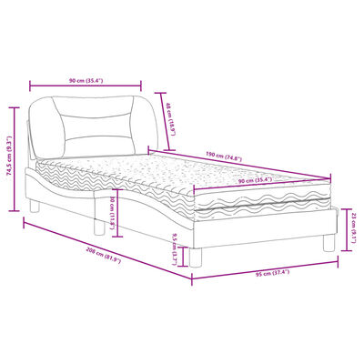 vidaXL Postelja z vzmetnico temno siva 90x190 cm blago