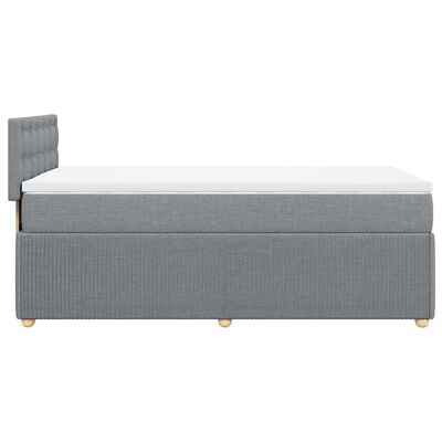 vidaXL Box spring postelja z vzmetnico svetlo siva 90x200 cm blago