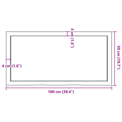 vidaXL Mizna plošča rjav 100x50x(2-4)cm obdelana trdna hrastovina