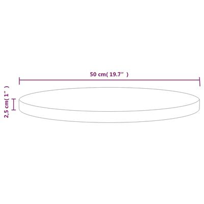 vidaXL Mizna plošča Ø50x2,5 cm trdna borovina