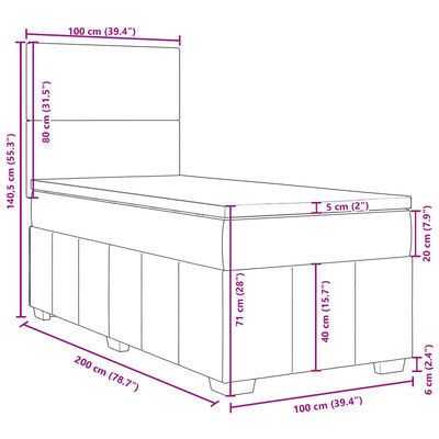 vidaXL Box spring postelja z vzmetnico krem 100x200 cm blago