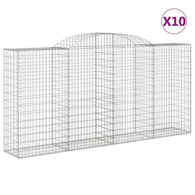 vidaXL Obokane gabion košare 10 kosi 300x50x140/160cm pocinkano železo