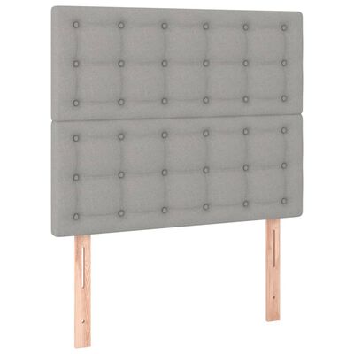 vidaXL Box spring postelja z vzmetnico svetlo siva 90x200 cm blago