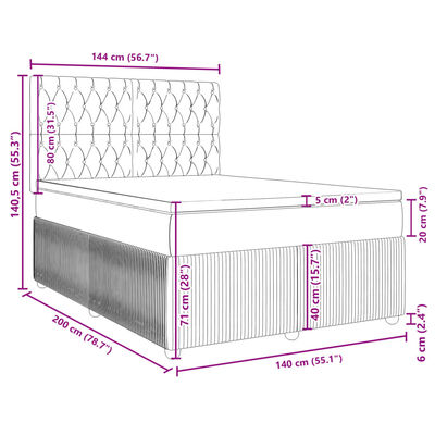 vidaXL Box spring postelja z vzmetnico temno rjava 140x200 cm blago