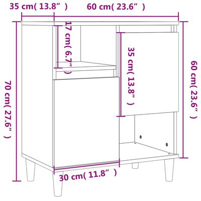 vidaXL Komoda 2 kosa betonsko siva 60x35x70 cm inženirski les