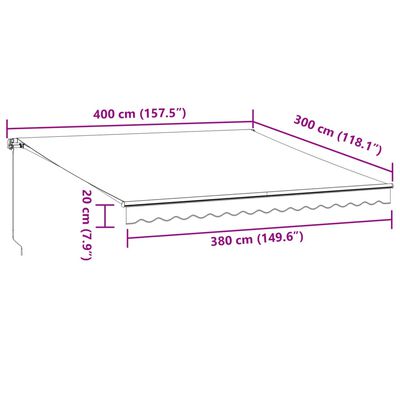 vidaXL Avtomatsko zložljiva tenda bordo 400x300 cm