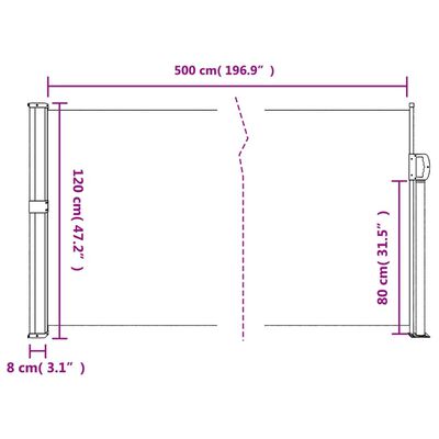 vidaXL Zložljiva stranska tenda antracitna 120x500 cm