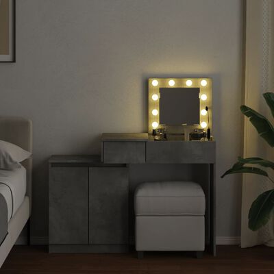 vidaXL Toaletna mizica z LED lučkami betonsko siva 115x37x110,5 cm