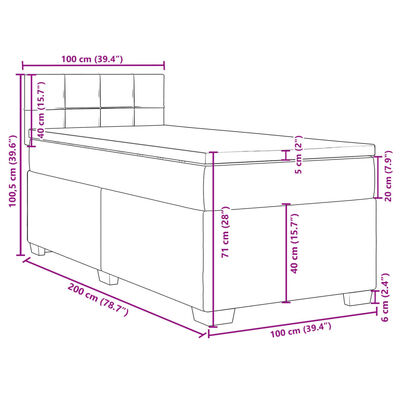 vidaXL Box spring postelja z vzmetnico temno siva 100x200 cm blago