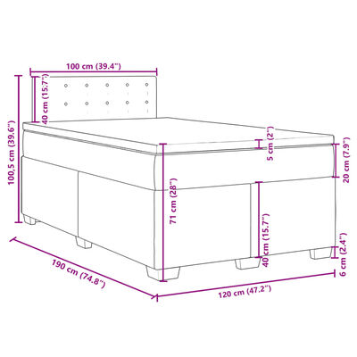 vidaXL Box spring postelja z vzmetnico temno moder 120x190 cm žamet