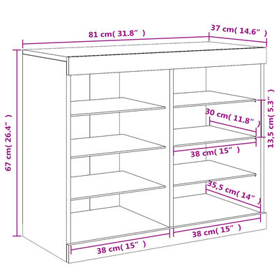 vidaXL Komoda z LED diodami bela 81x37x67 cm