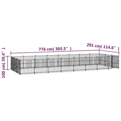 vidaXL Zunanji pasji boks jeklo 22,58 m²