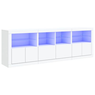 vidaXL Komoda z LED diodami bela 202x37x67 cm