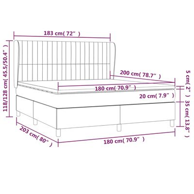 vidaXL Box spring postelja z vzmetnico svetlo siva 180x200 cm žamet