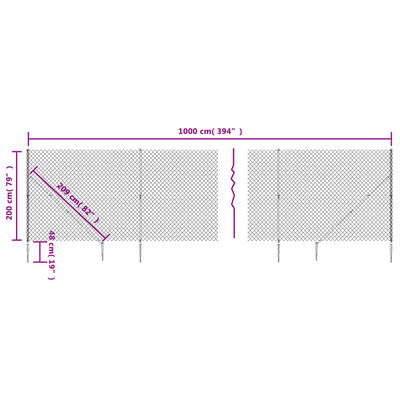 vidaXL Žična ograja s konicami za postavitev zelena 2x10 m