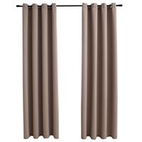 vidaXL Zatemnitvene zavese s kovinskimi obročki 2 kosa taupe 140x175cm