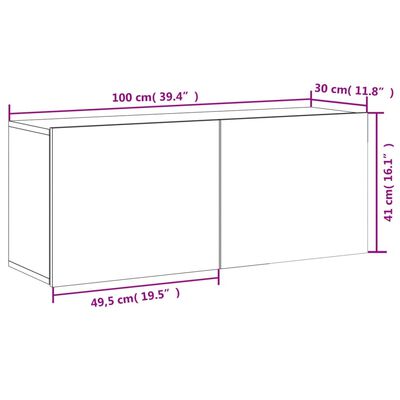 vidaXL Stenska TV omarica sonoma hrast 100x30x41 cm