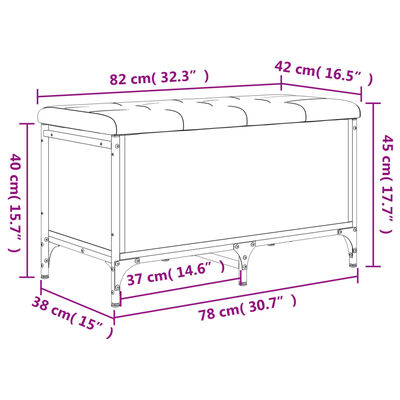 vidaXL Klop za shranjevanje sonoma hrast 82x42x45 cm inženirski les