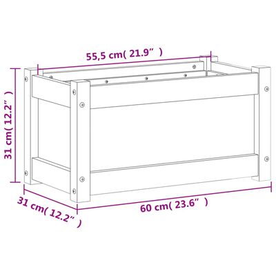 vidaXL Vrtno cvetlično korito voščeno rjavo 60x31x31 cm trdna borovina