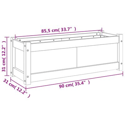 vidaXL Vrtno cvetlično korito voščeno rjavo 90x31x31 cm trdna borovina