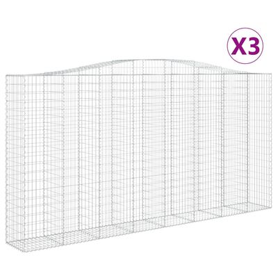 vidaXL Obokane gabion košare 3 kosa 400x50x200/220 cm pocinkano železo