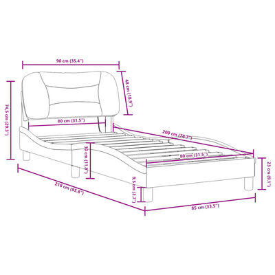 vidaXL Posteljni okvir z LED lučkami črn 80x200 cm blago