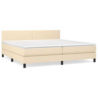 vidaXL Box spring postelja z vzmetnico krem 200x200 cm blago