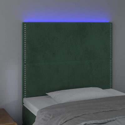 vidaXL LED posteljno vzglavje temno zeleno 100x5x118/128 cm žamet