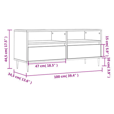 vidaXL TV omarica siva sonoma 100x34,5x44,5 cm inženirski les