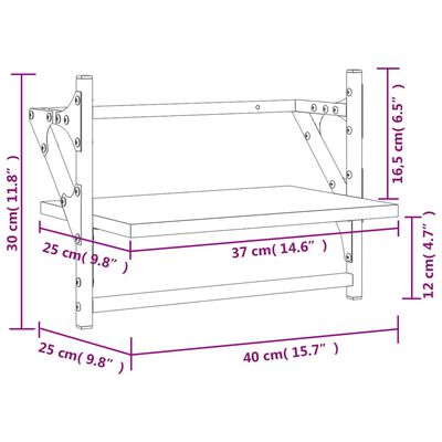 vidaXL Stenske police s prečkami 2 kosa rjavi hrast 40x25x30 cm