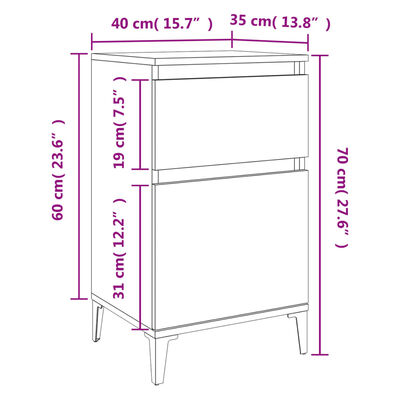 vidaXL Nočna omarica bela 40x35x70 cm