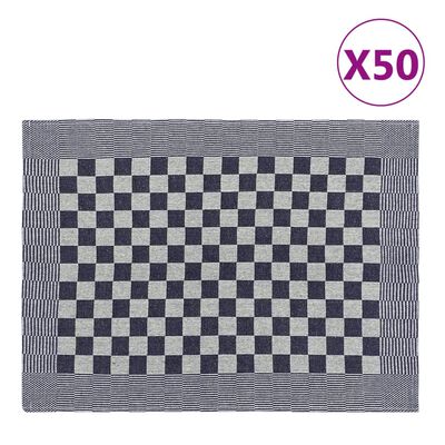 vidaXL Kuhinjske krpe 50 kosov modre in bele 50x70 cm bombaž