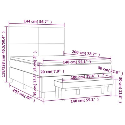 vidaXL Box spring postelja z vzmetnico črn 140x200 cm umetno usnje