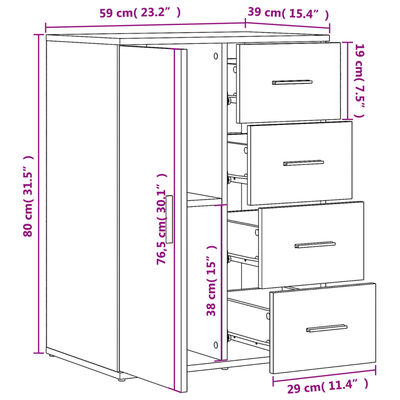 vidaXL Komoda dimljeni hrast 59x39x80 cm inženirski les