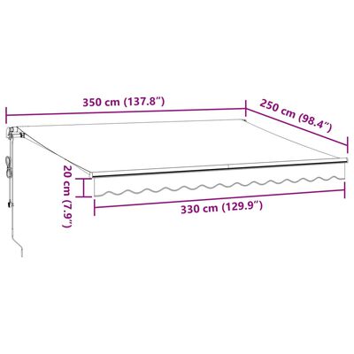 vidaXL Avtomatsko zložljiva tenda z LED bordo 350x250 cm