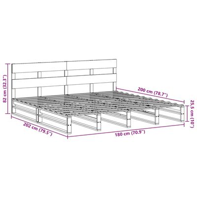 vidaXL Posteljni okvir brez vzmetnice bel 180x200 cm trdna borovina